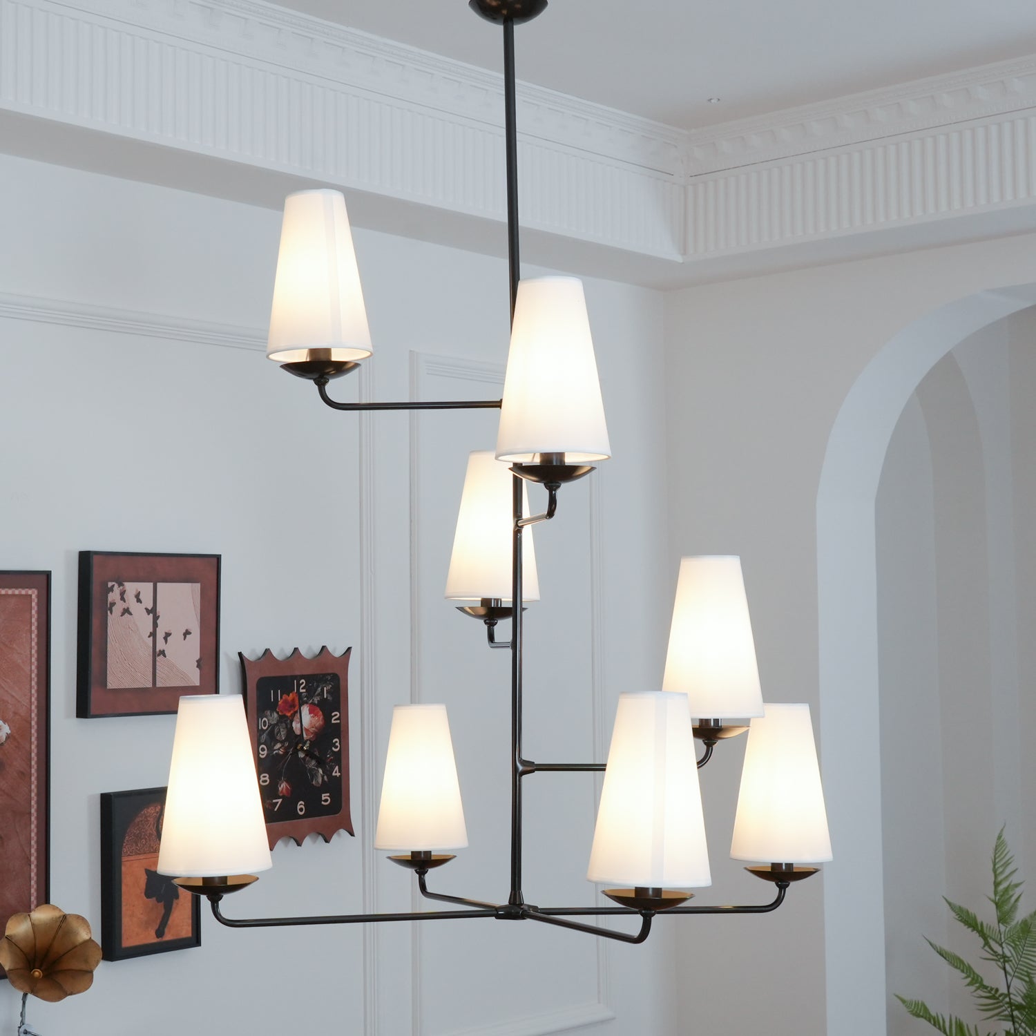 Lustra Chandelier Vertical en Cuivre et Lin - Neutralighting