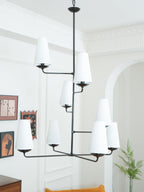 Lustra Chandelier Vertical en Cuivre et Lin - Neutralighting