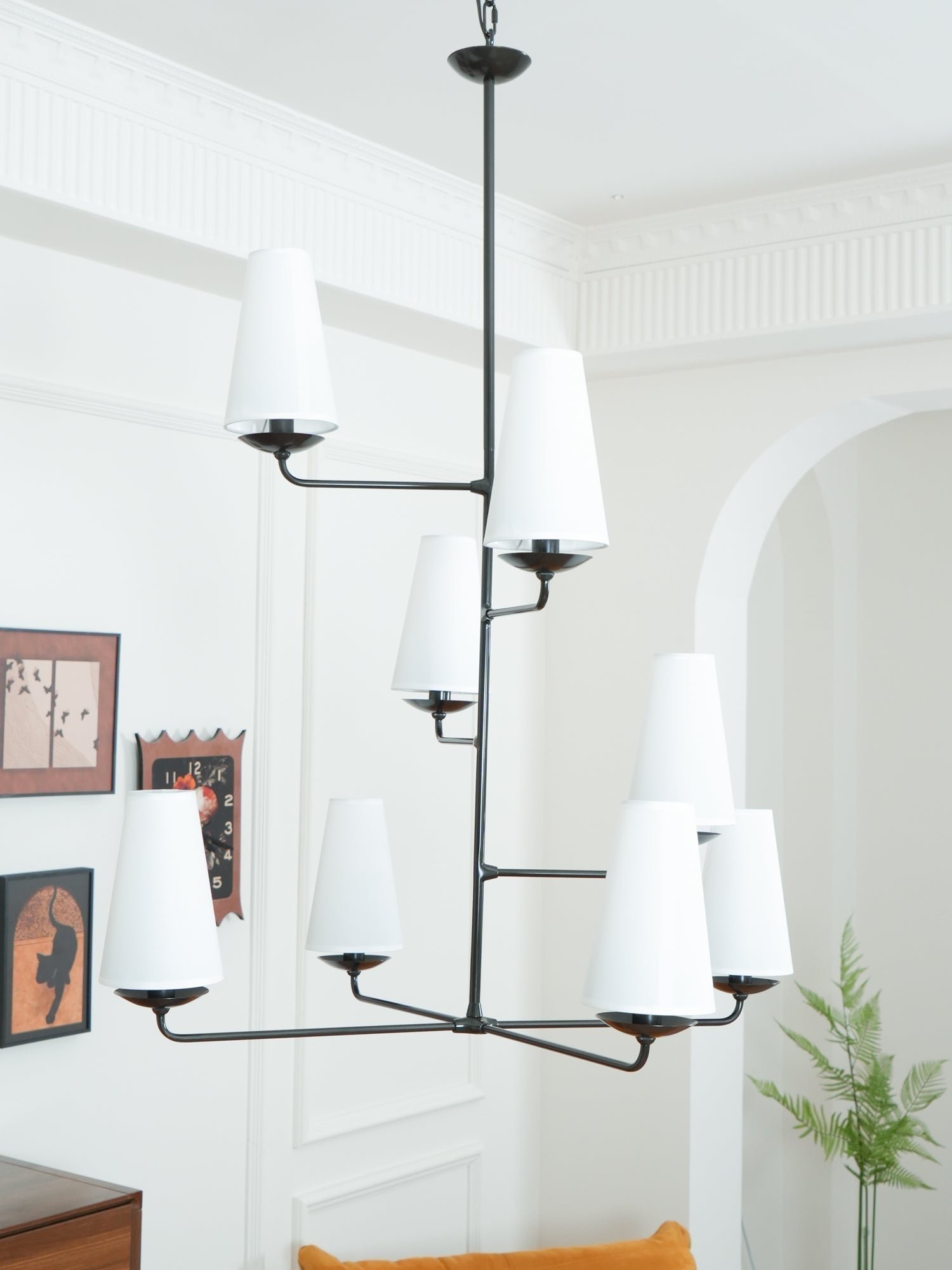 Lustra Chandelier Vertical en Cuivre et Lin - Neutralighting