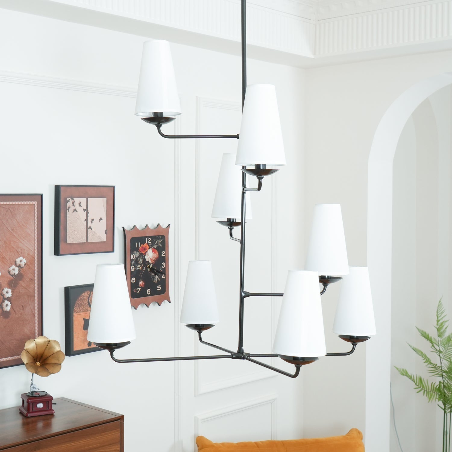 Lustra Chandelier Vertical en Cuivre et Lin - Neutralighting