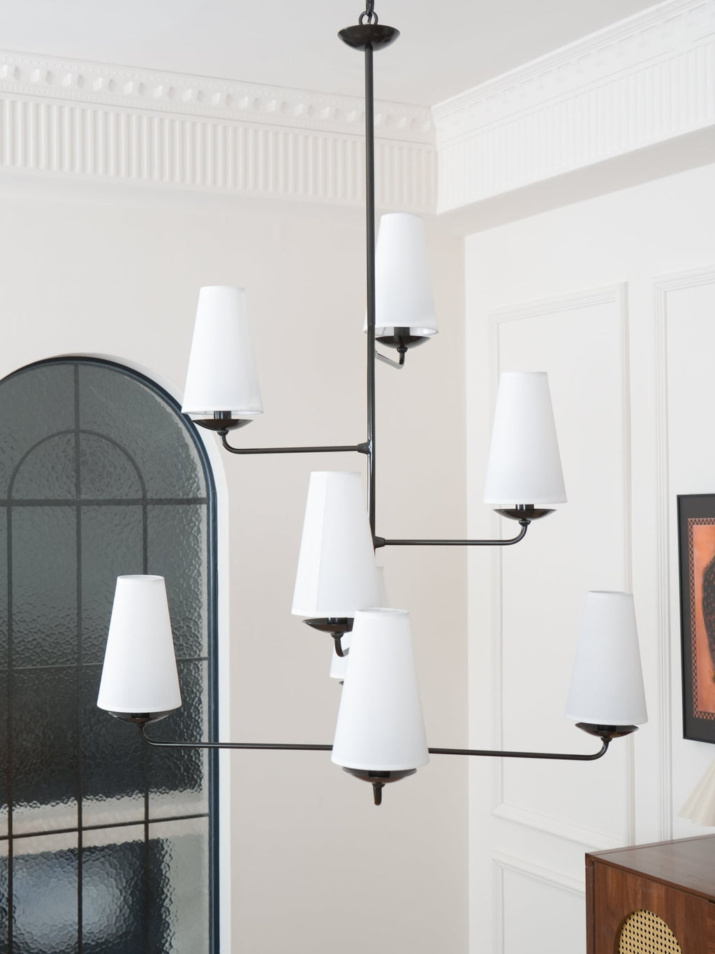 Lustra Chandelier Vertical en Cuivre et Lin - Neutralighting