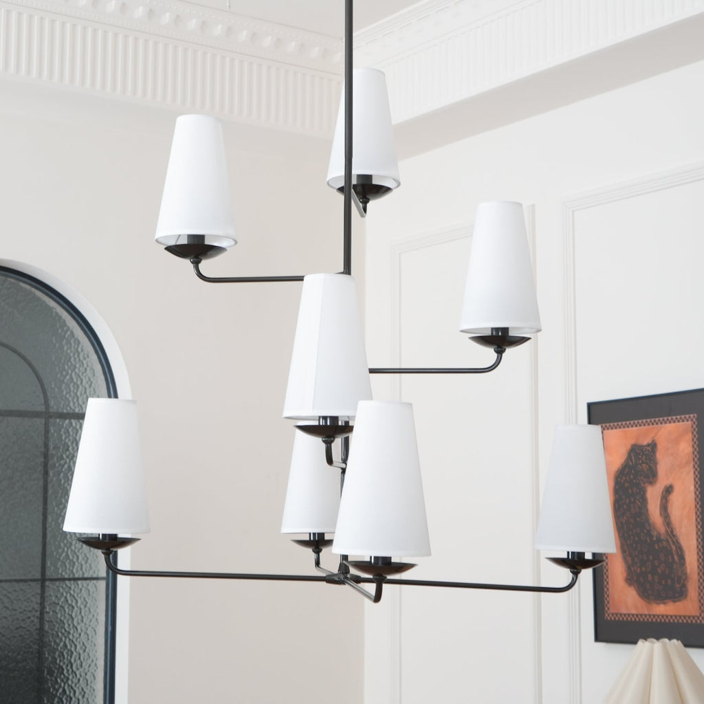 Lustra Chandelier Vertical en Cuivre et Lin - Neutralighting