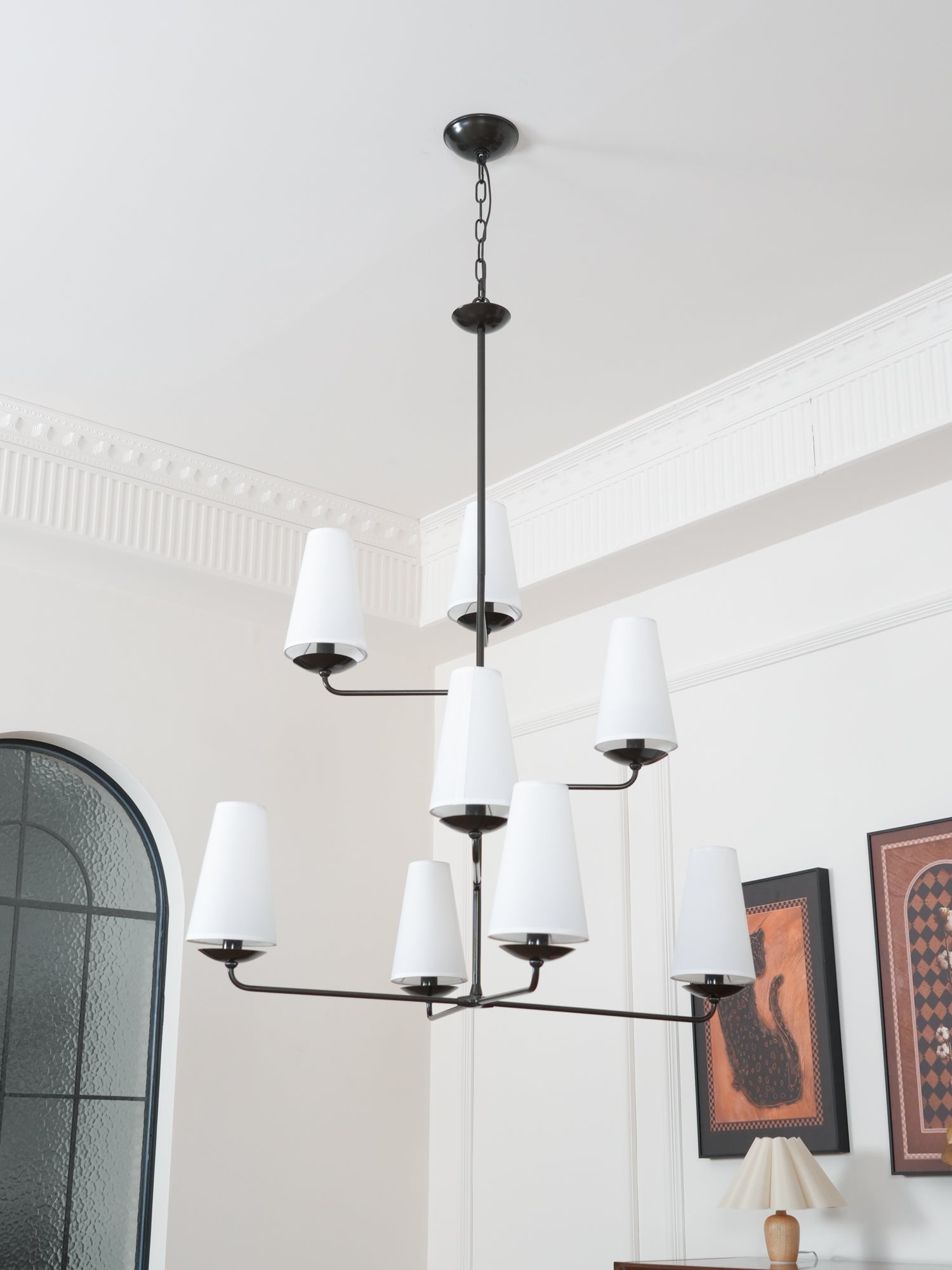 Lustra Chandelier Vertical en Cuivre et Lin - Neutralighting
