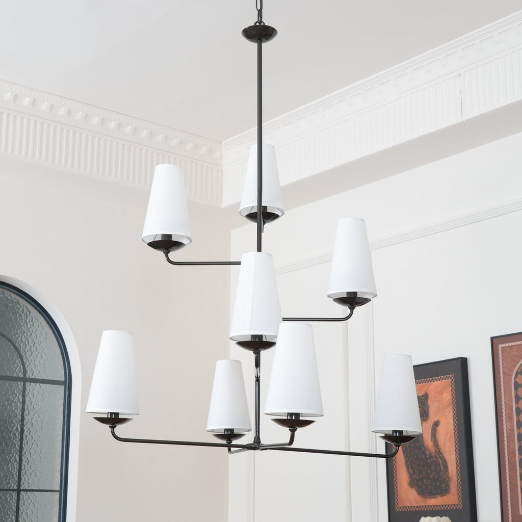 Lustra Chandelier Vertical en Cuivre et Lin - Neutralighting