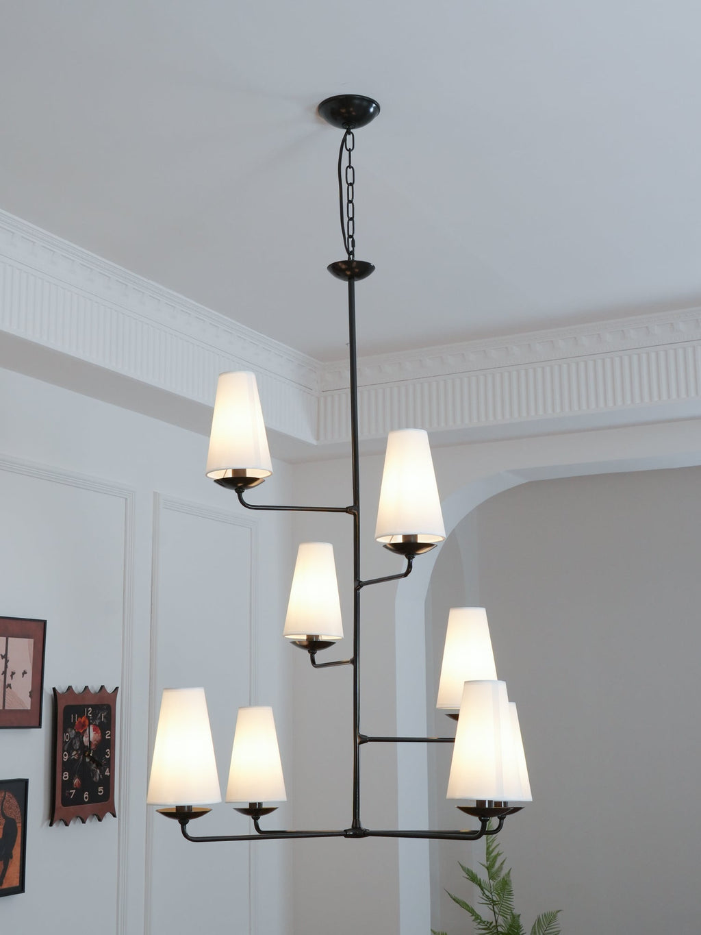 Lustra Chandelier Vertical en Cuivre et Lin - Neutralighting