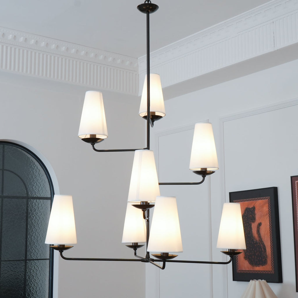 Lustra Chandelier Vertical en Cuivre et Lin - Neutralighting