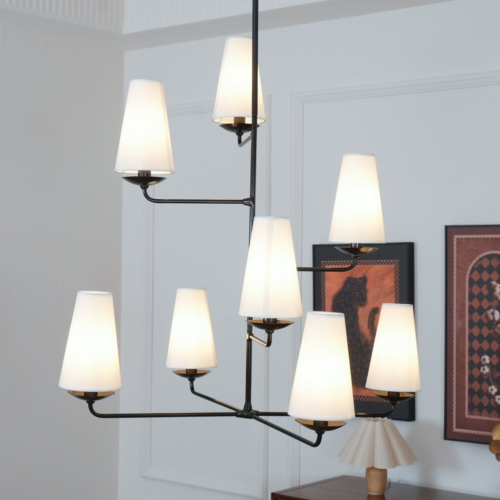 Lustra Chandelier Vertical en Cuivre et Lin - Neutralighting