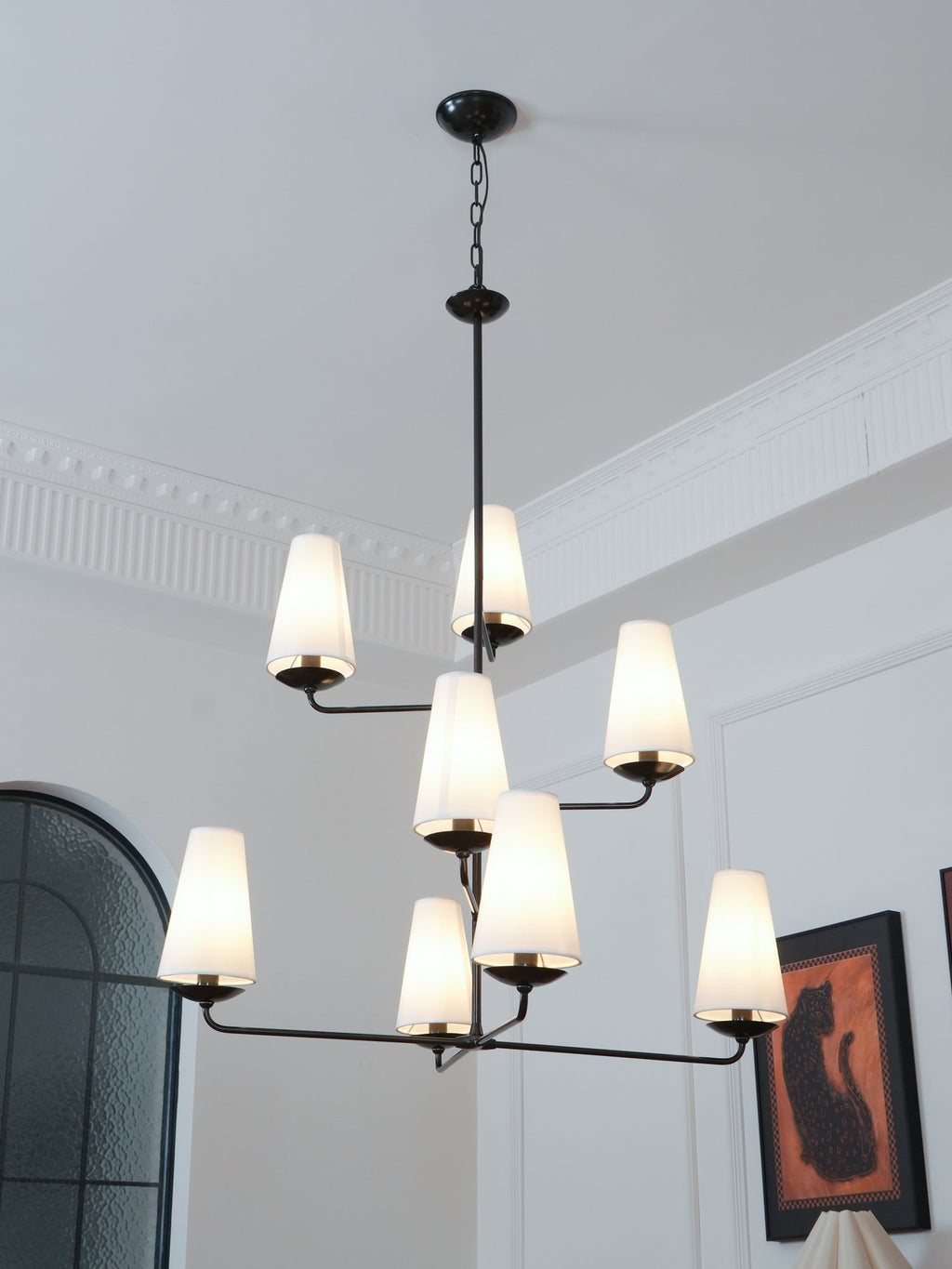 Lustra Chandelier Vertical en Cuivre et Lin - Neutralighting
