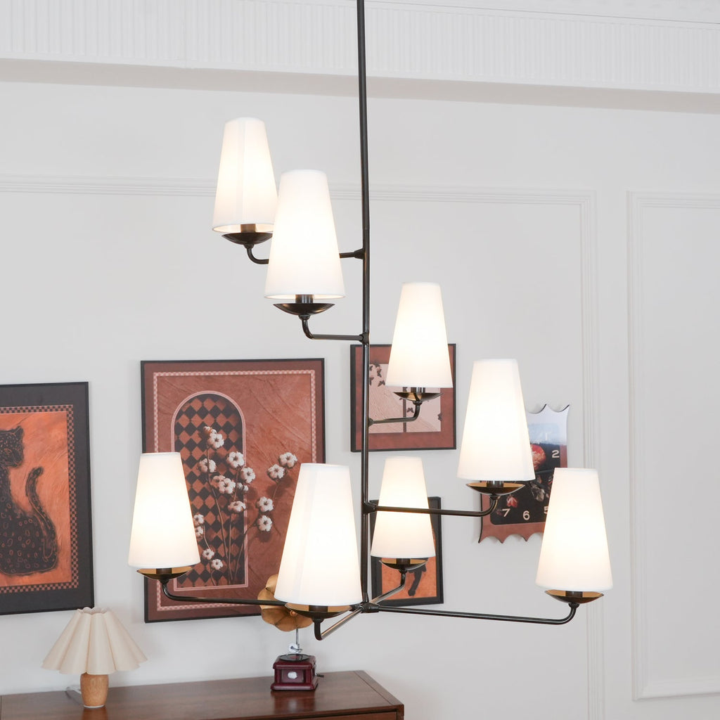Lustra Chandelier Vertical en Cuivre et Lin - Neutralighting