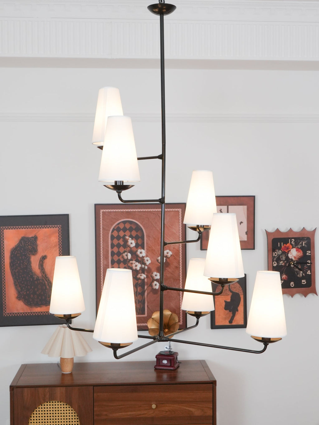 Lustra Chandelier Vertical en Cuivre et Lin - Neutralighting