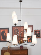 Lustra Chandelier Vertical en Cuivre et Lin - Neutralighting