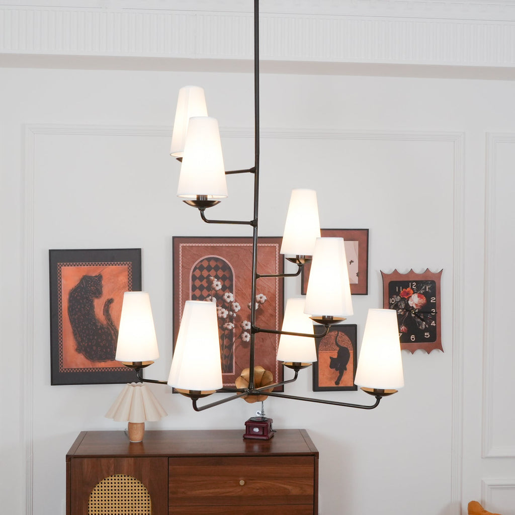 Lustra Chandelier Vertical en Cuivre et Lin - Neutralighting