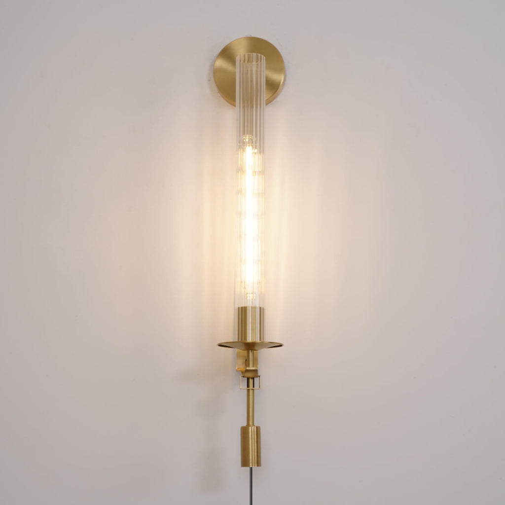 Ceshaisra French Classicism Plug-in Brass Glass Wall Lamp - Neutralighting