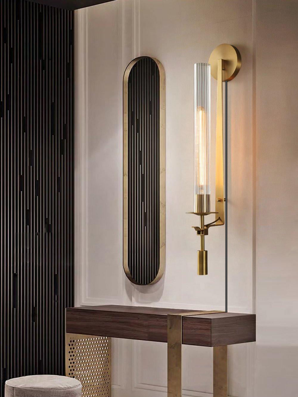Ceshaisra French Classicism Plug-in Brass Glass Wall Lamp - Neutralighting