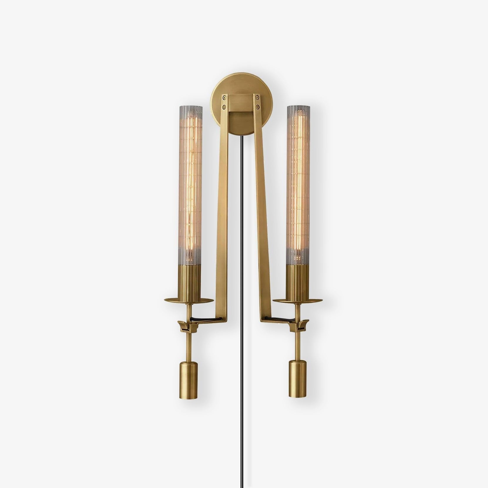 Ceshaisra French Classicism Plug-in Brass Glass Wall Lamp - Neutralighting