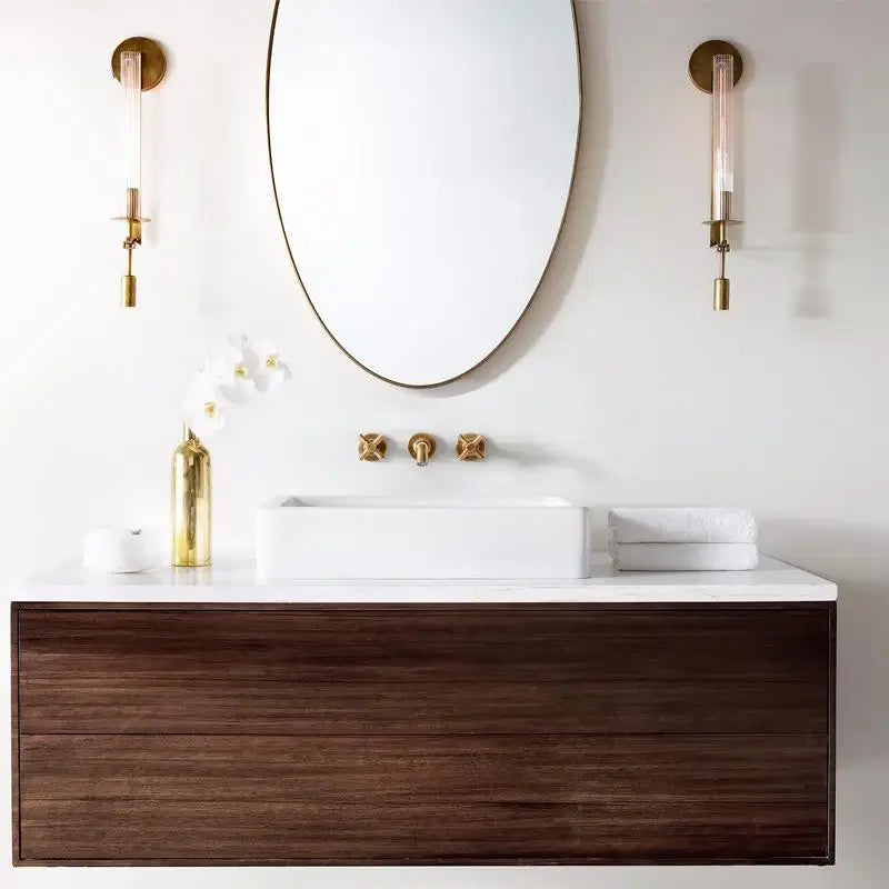 Ceshaisra French Classicism Plug-in Brass Glass Wall Lamp - Neutralighting