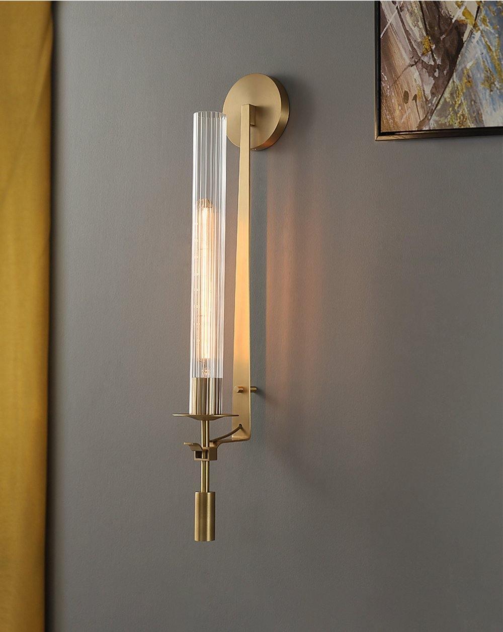 Lustra Applique Murale Laiton Minimaliste Verre Cannelé - Neutralighting
