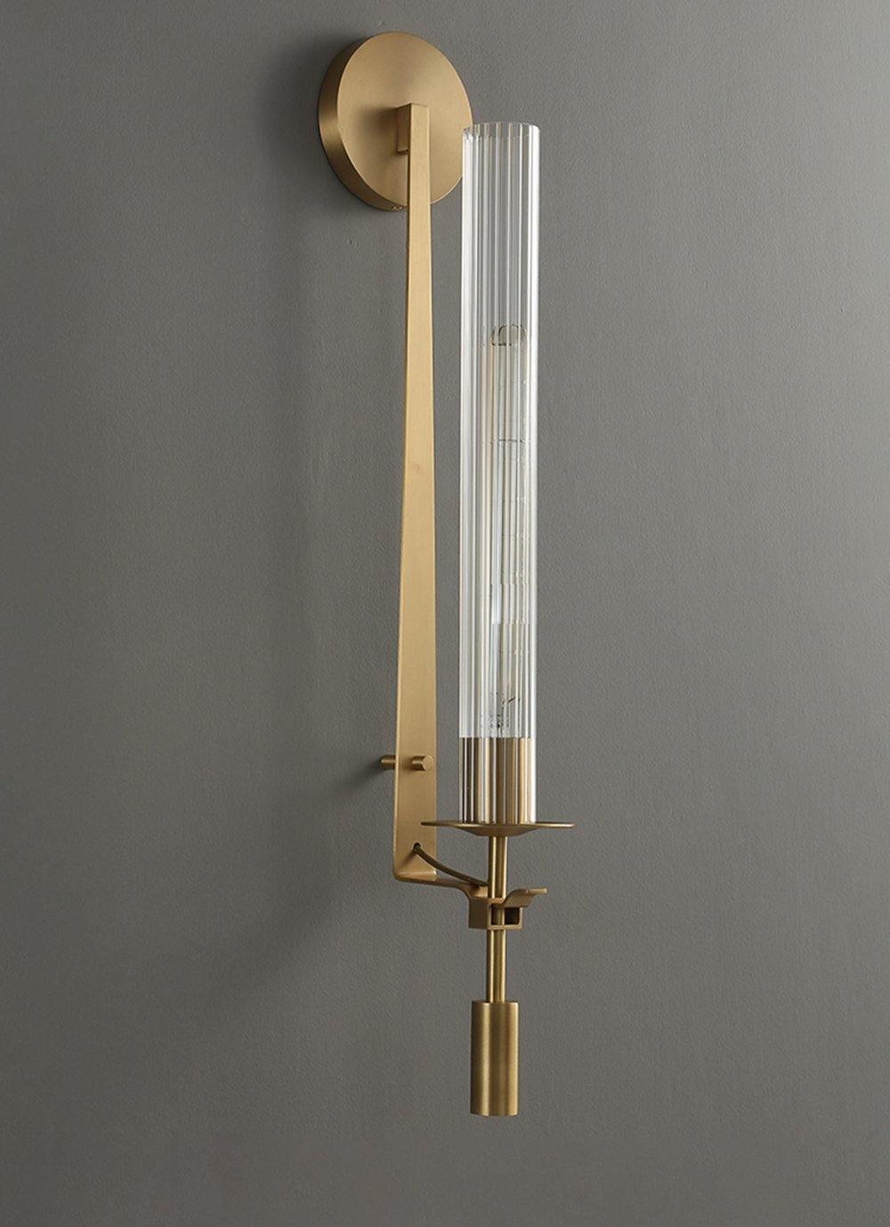 Lustra Applique Murale Laiton Minimaliste Verre Cannelé - Neutralighting