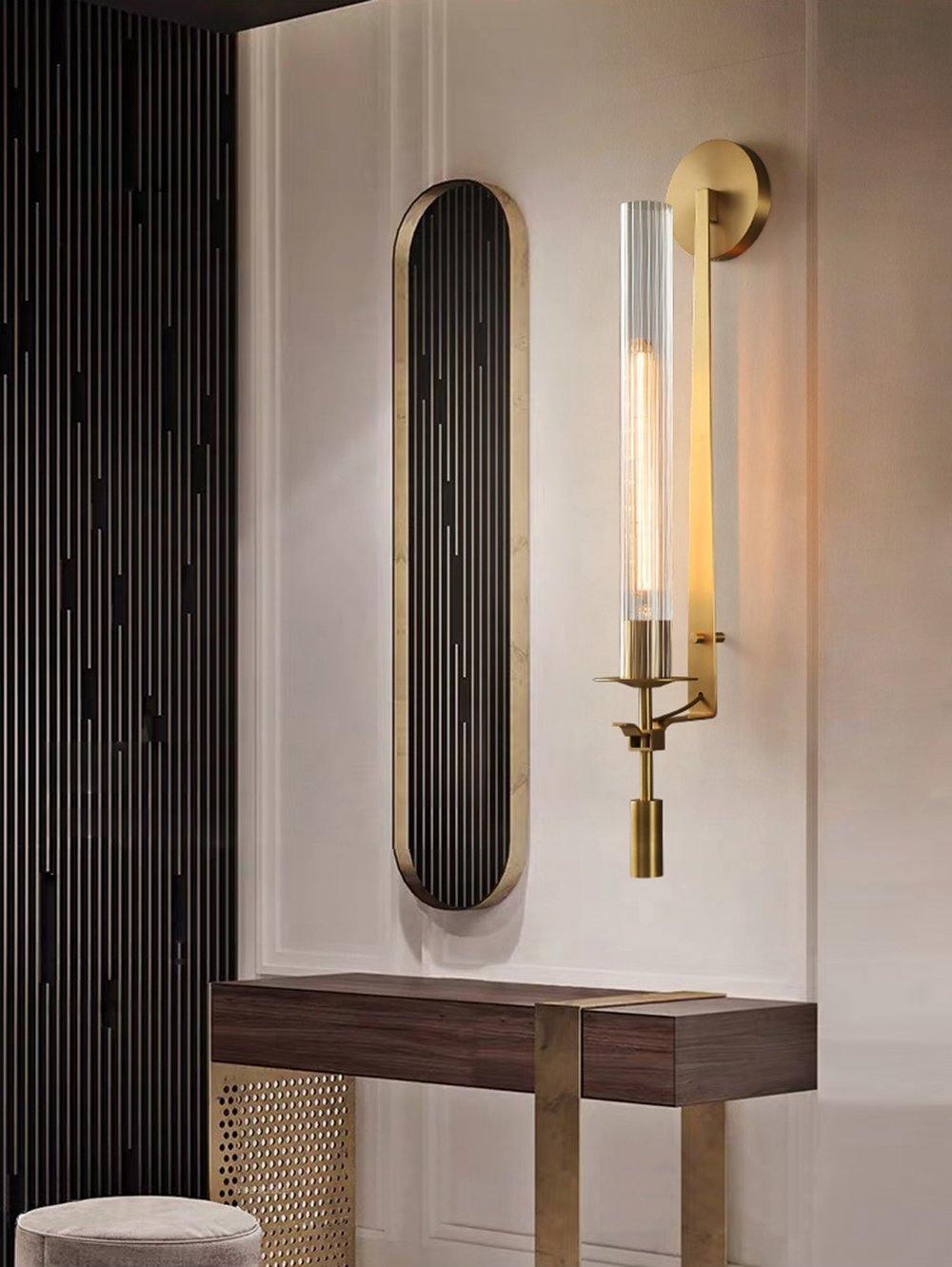 Ceshaisra French Classicism Plug-in Brass Glass Wall Lamp - Neutralighting