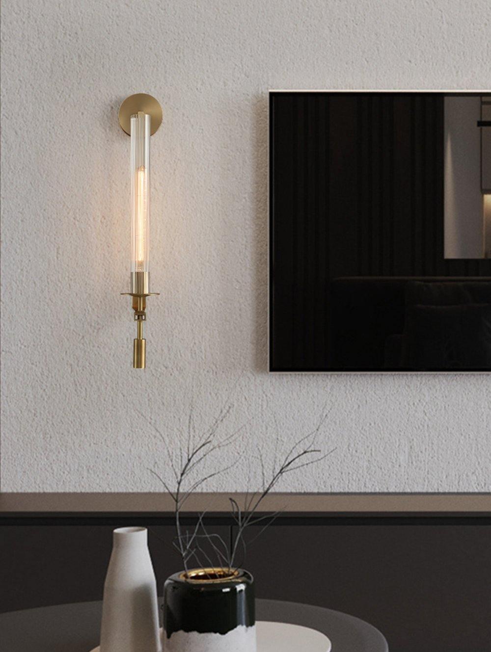 Lustra Applique Murale Laiton Minimaliste Verre Cannelé - Neutralighting