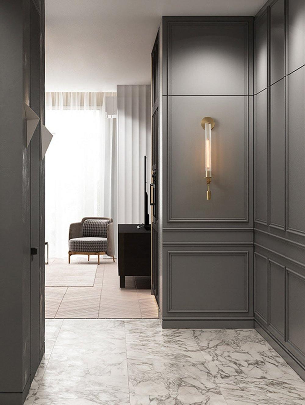 Ceshaisra French Classicism Plug-in Brass Glass Wall Lamp - Neutralighting