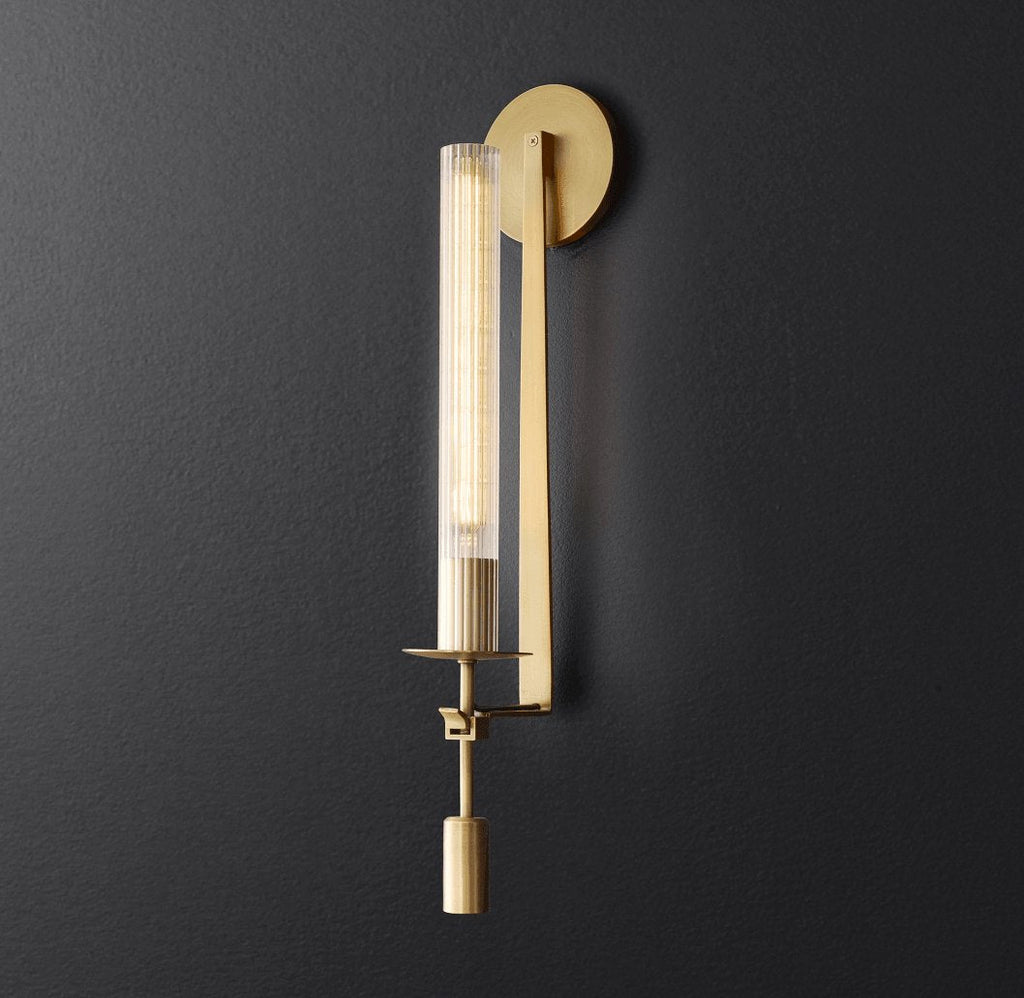 Lustra Applique Murale Laiton Minimaliste Verre Cannelé - Neutralighting