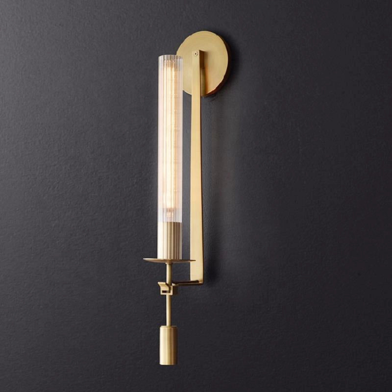 Lustra Applique Murale Laiton Minimaliste Verre Cannelé - Neutralighting