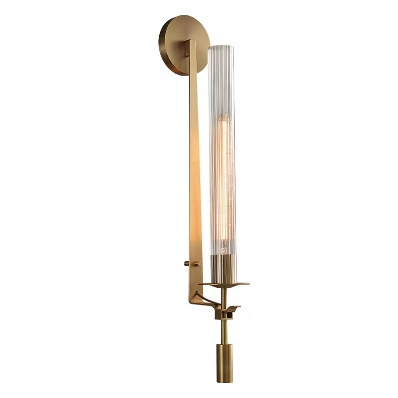 Lustra Applique Murale Laiton Minimaliste Verre Cannelé - Neutralighting