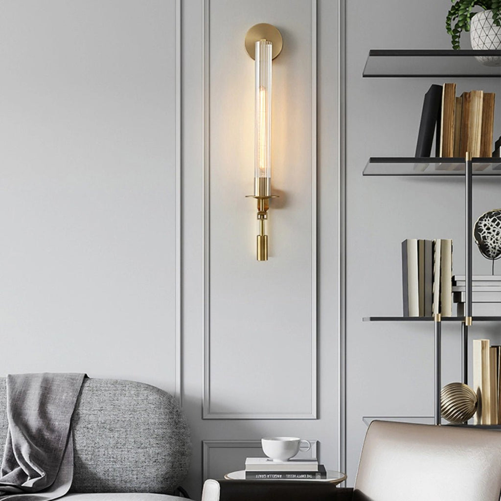 Lustra Applique Murale Laiton Minimaliste Verre Cannelé - Neutralighting