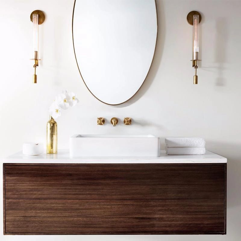 Ceshaisra French Classicism Plug-in Brass Glass Wall Lamp - Neutralighting