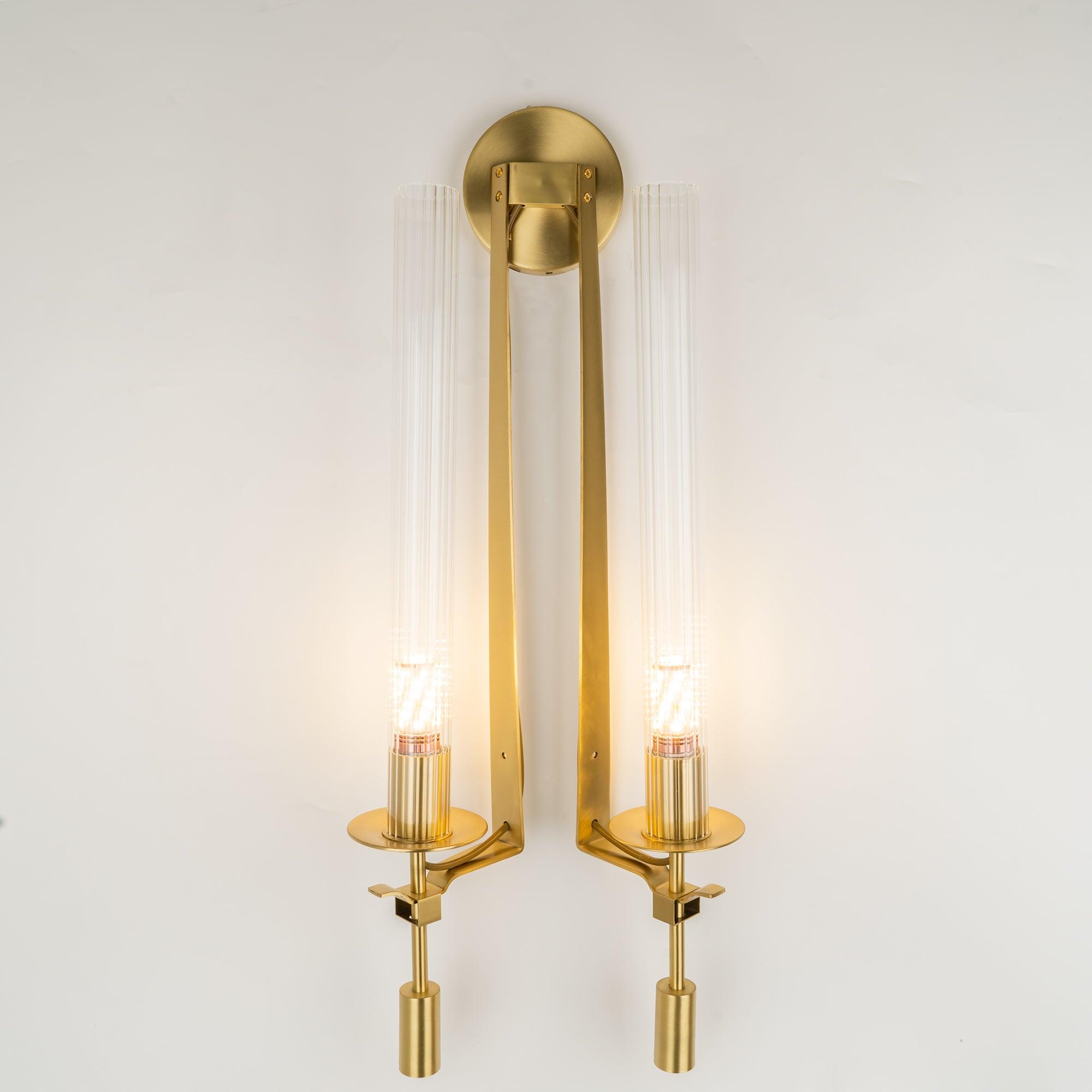 Lustra Applique Murale Laiton Minimaliste Verre Cannelé - Neutralighting