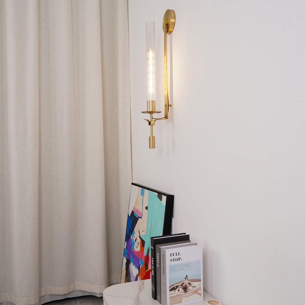 Lustra Applique Murale Laiton Minimaliste Verre Cannelé - Neutralighting