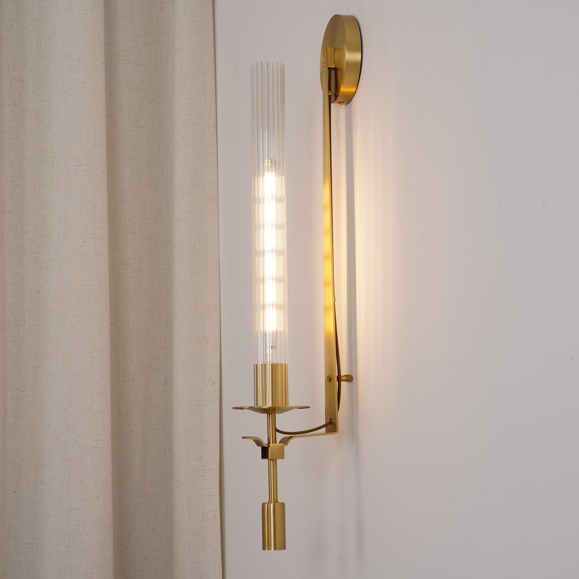 Lustra Applique Murale Laiton Minimaliste Verre Cannelé - Neutralighting