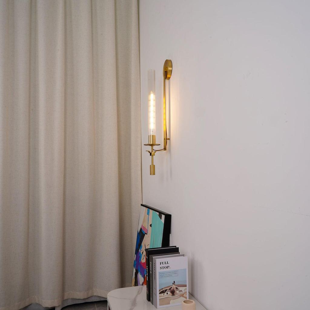 Ceshaisra French Classicism Plug-in Brass Glass Wall Lamp - Neutralighting