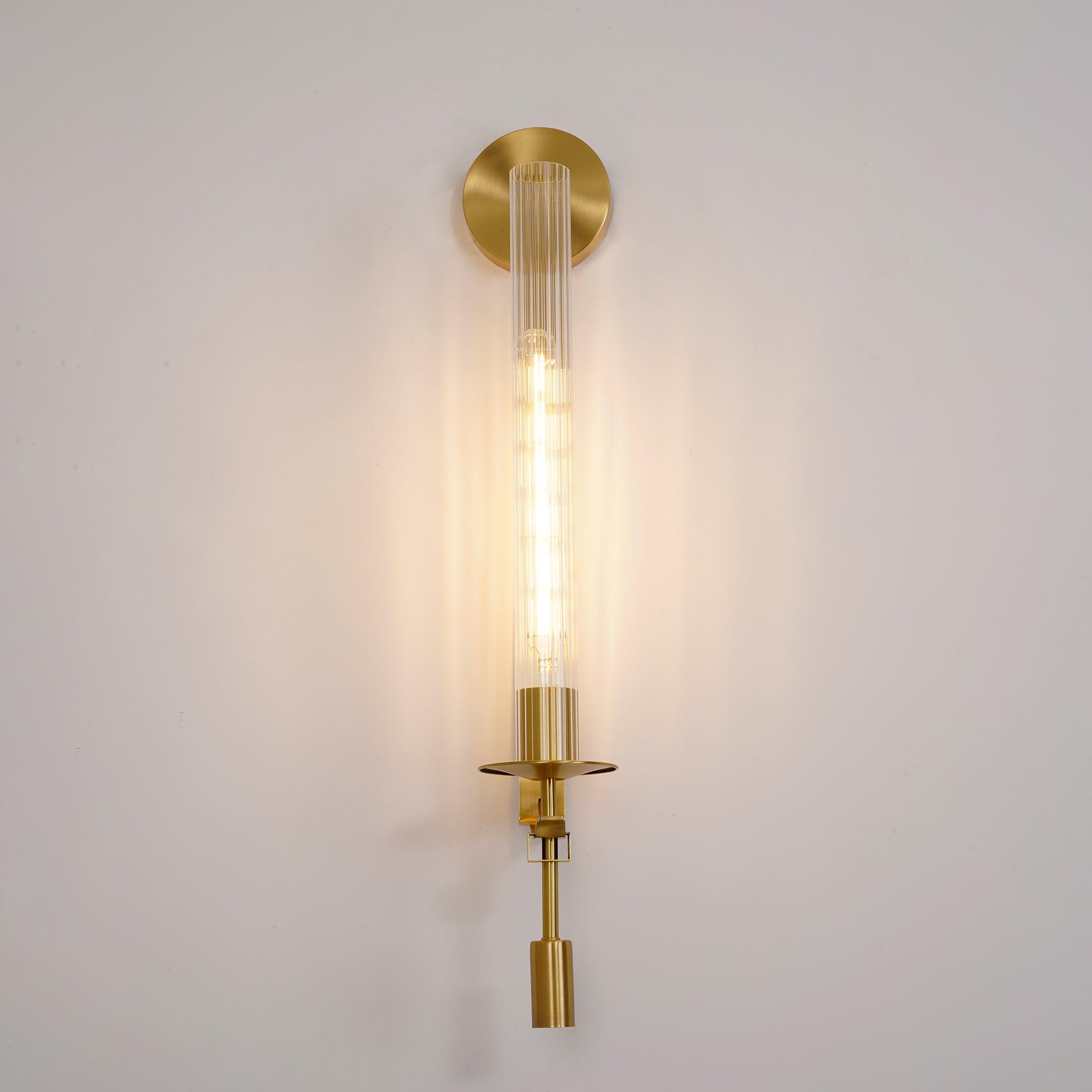 Lustra Applique Murale Laiton Minimaliste Verre Cannelé - Neutralighting
