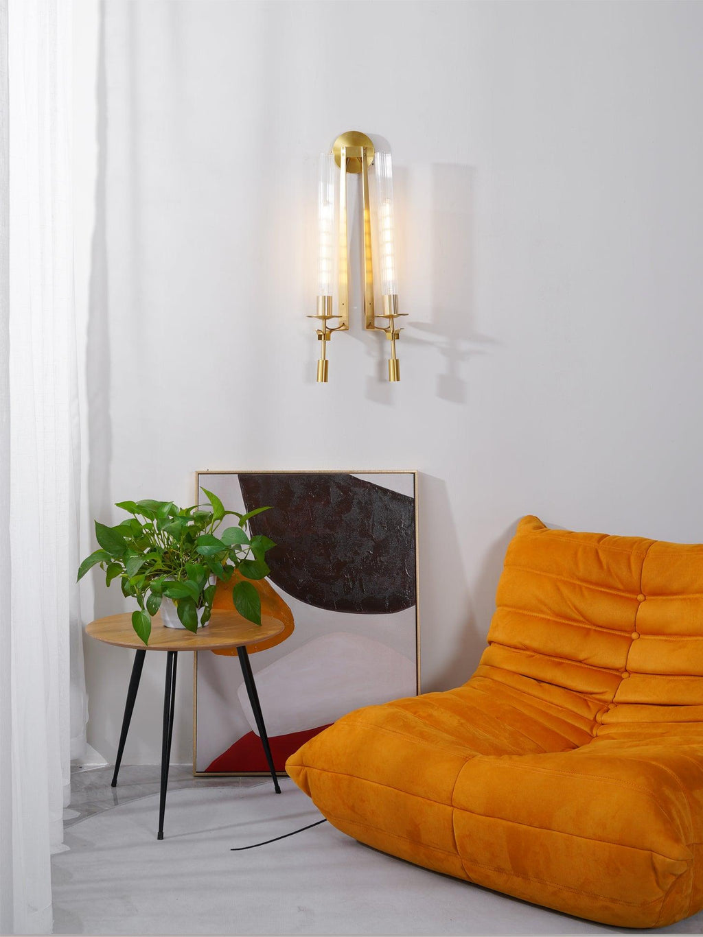 Ceshaisra French Classicism Plug-in Brass Glass Wall Lamp - Neutralighting