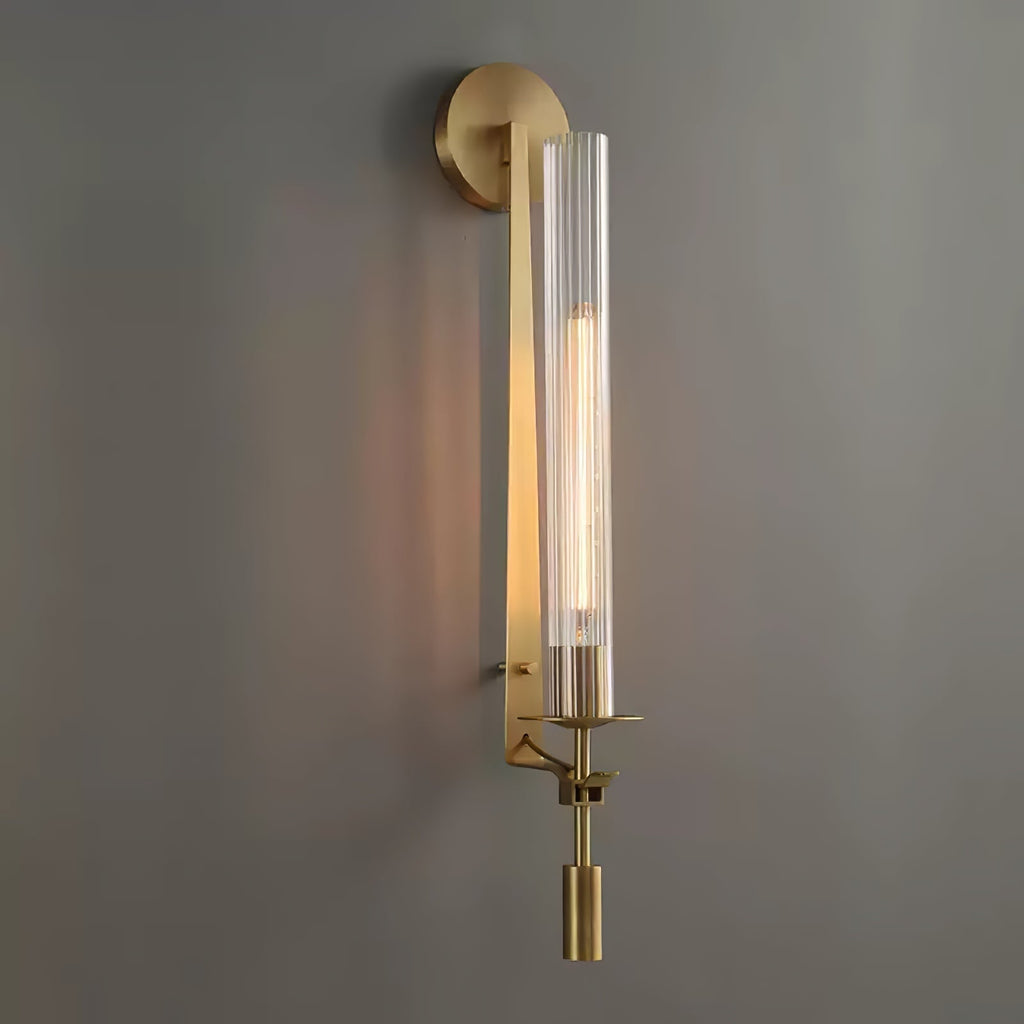 Lustra Applique Murale Laiton Minimaliste Verre Cannelé - Neutralighting