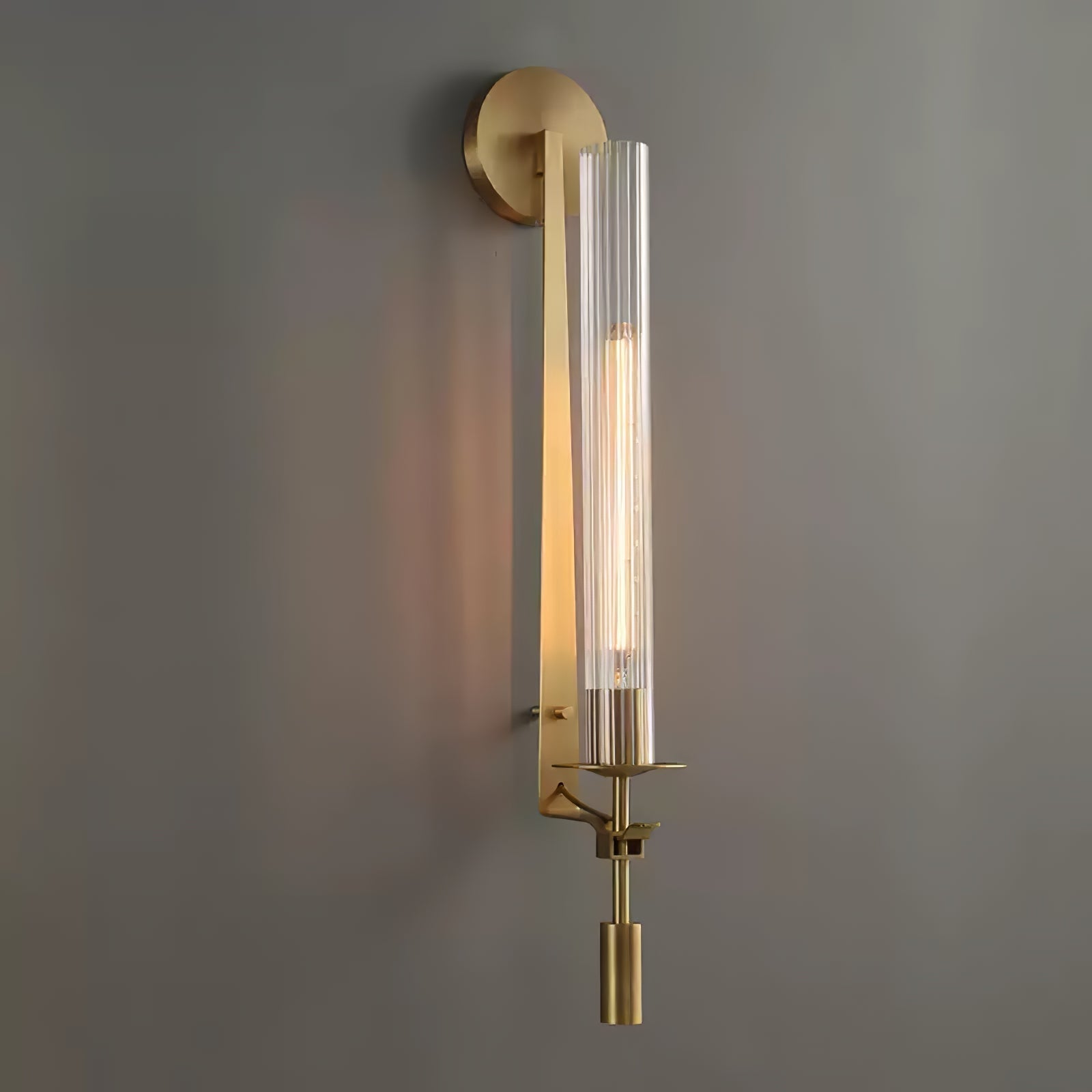 Lustra Applique Murale Laiton Minimaliste Verre Cannelé - Neutralighting