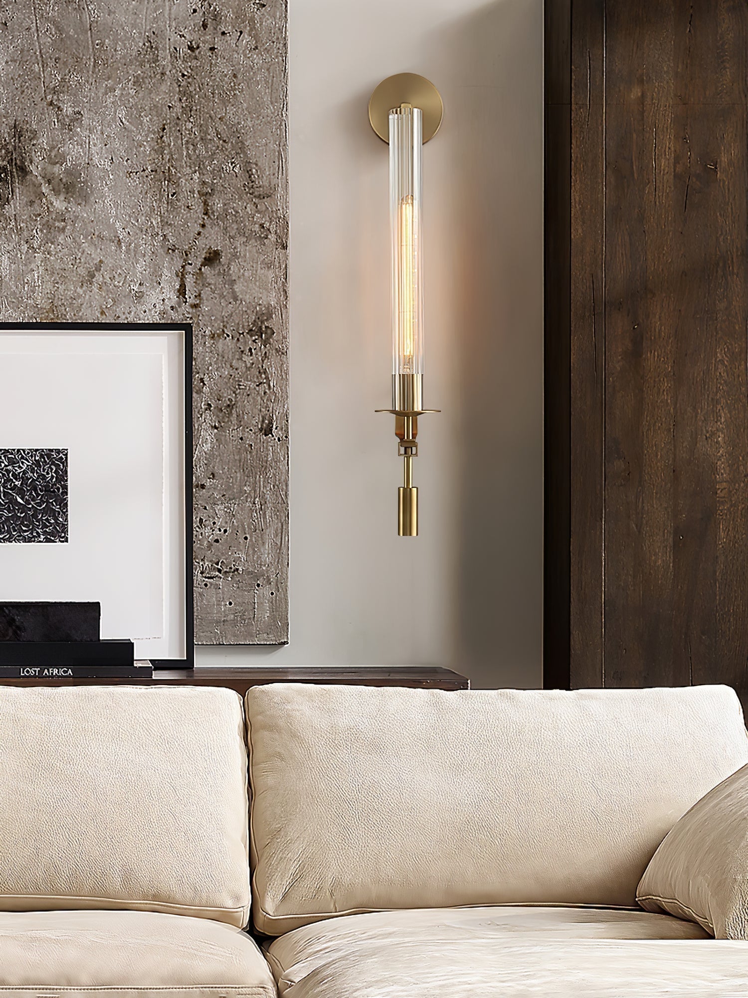 Lustra Applique Murale Laiton Minimaliste Verre Cannelé - Neutralighting