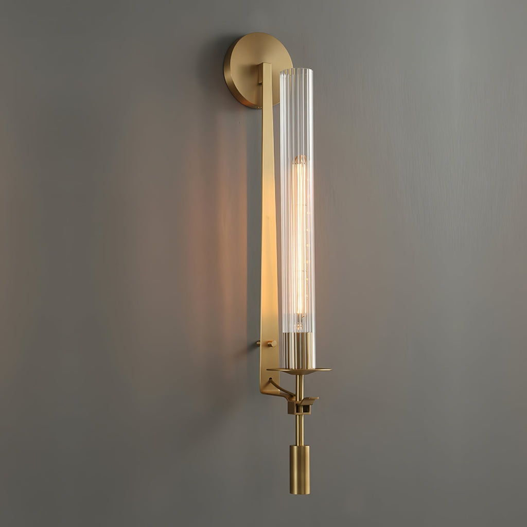 Lustra Applique Murale Laiton Minimaliste Verre Cannelé - Neutralighting