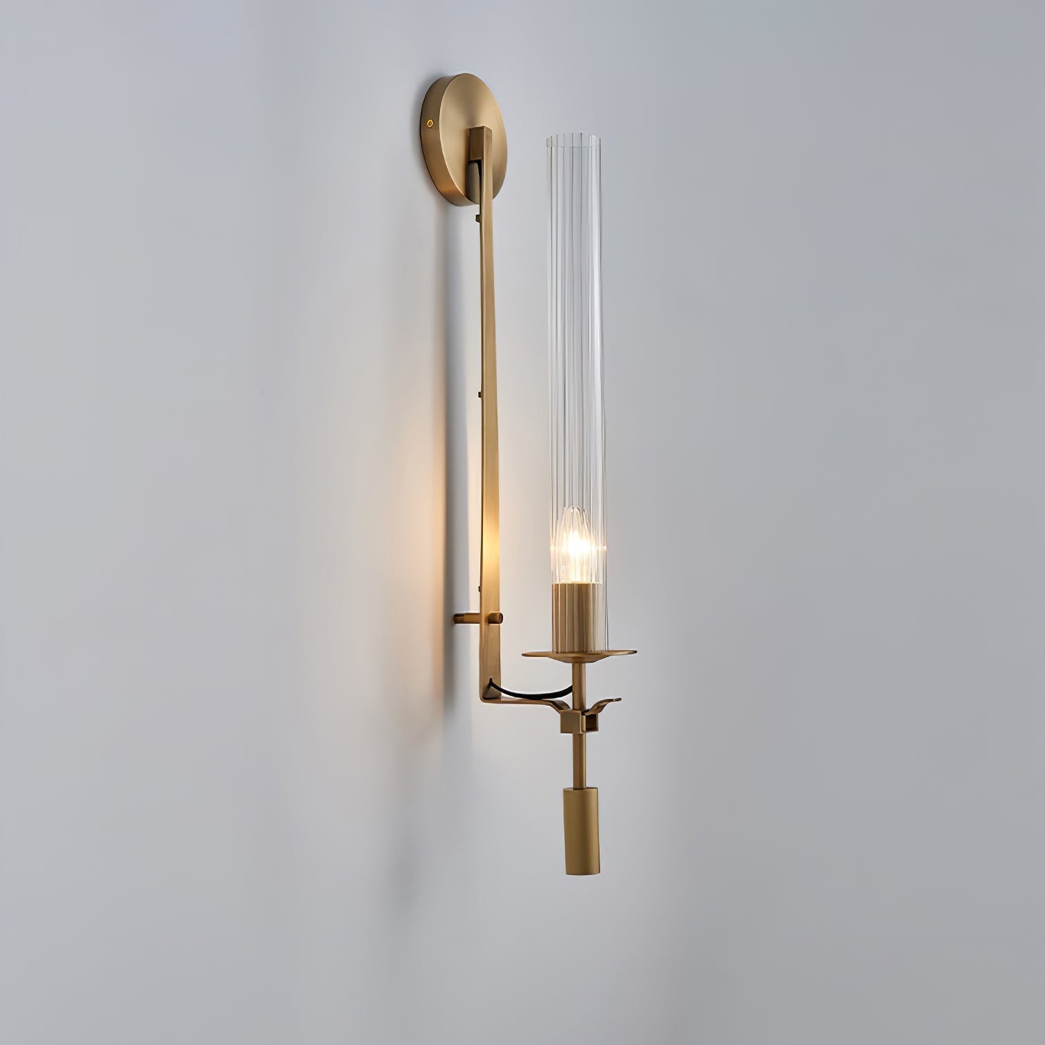Lustra Applique Murale Laiton Minimaliste Verre Cannelé - Neutralighting