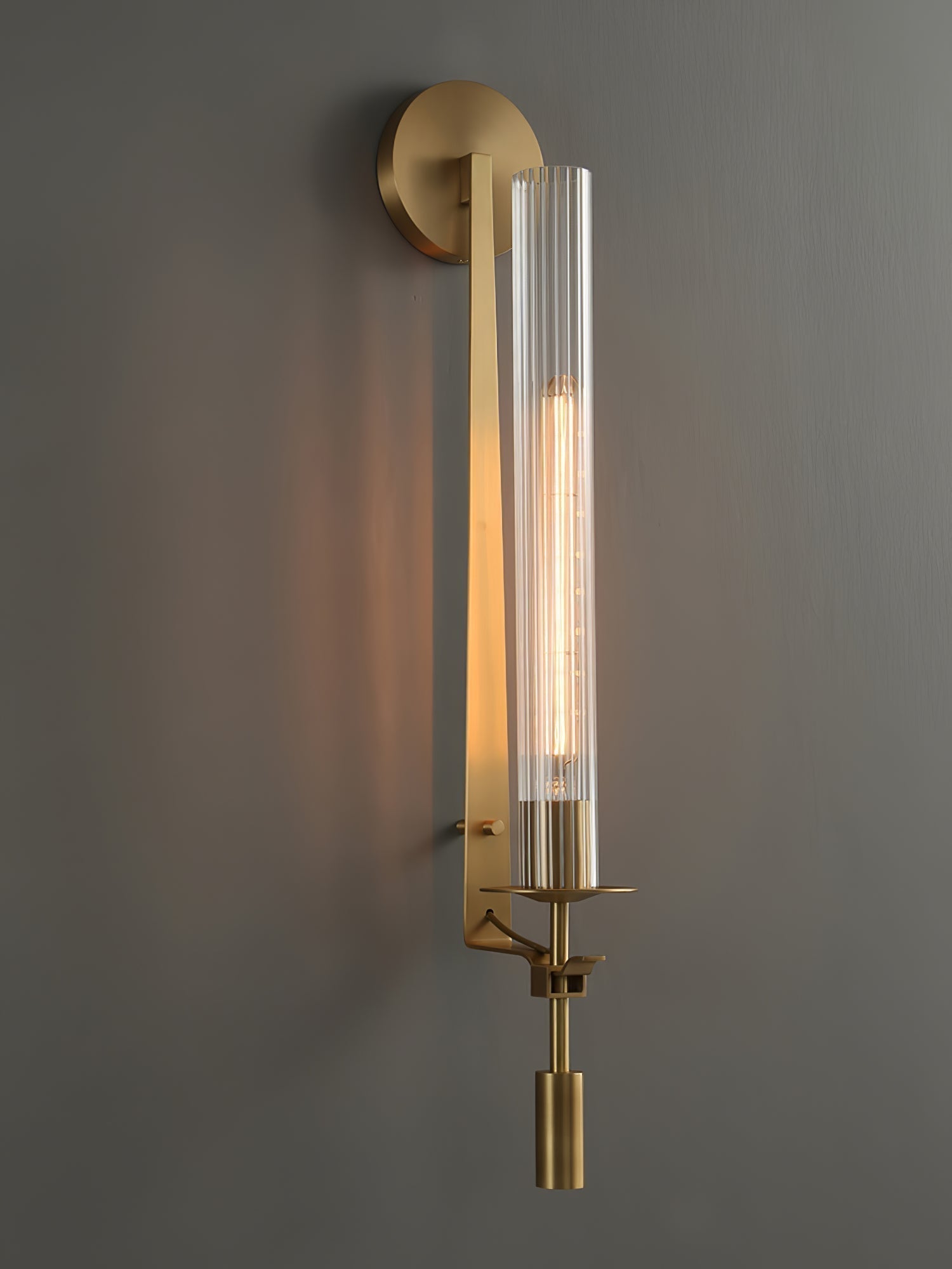 Lustra Applique Murale Laiton Minimaliste Verre Cannelé - Neutralighting