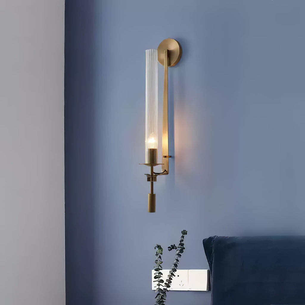 Lustra Applique Murale Laiton Minimaliste Verre Cannelé - Neutralighting