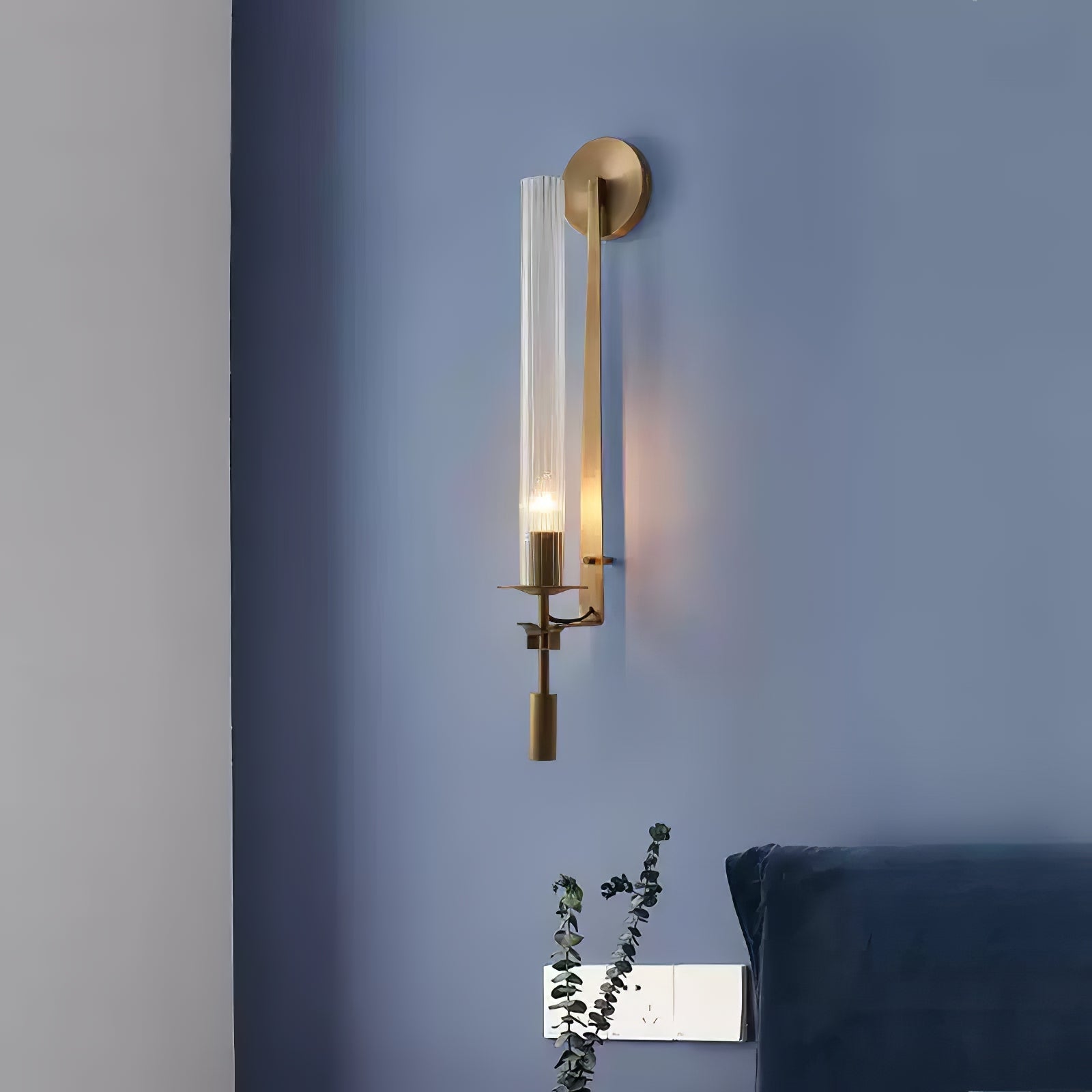 Lustra Applique Murale Laiton Minimaliste Verre Cannelé - Neutralighting