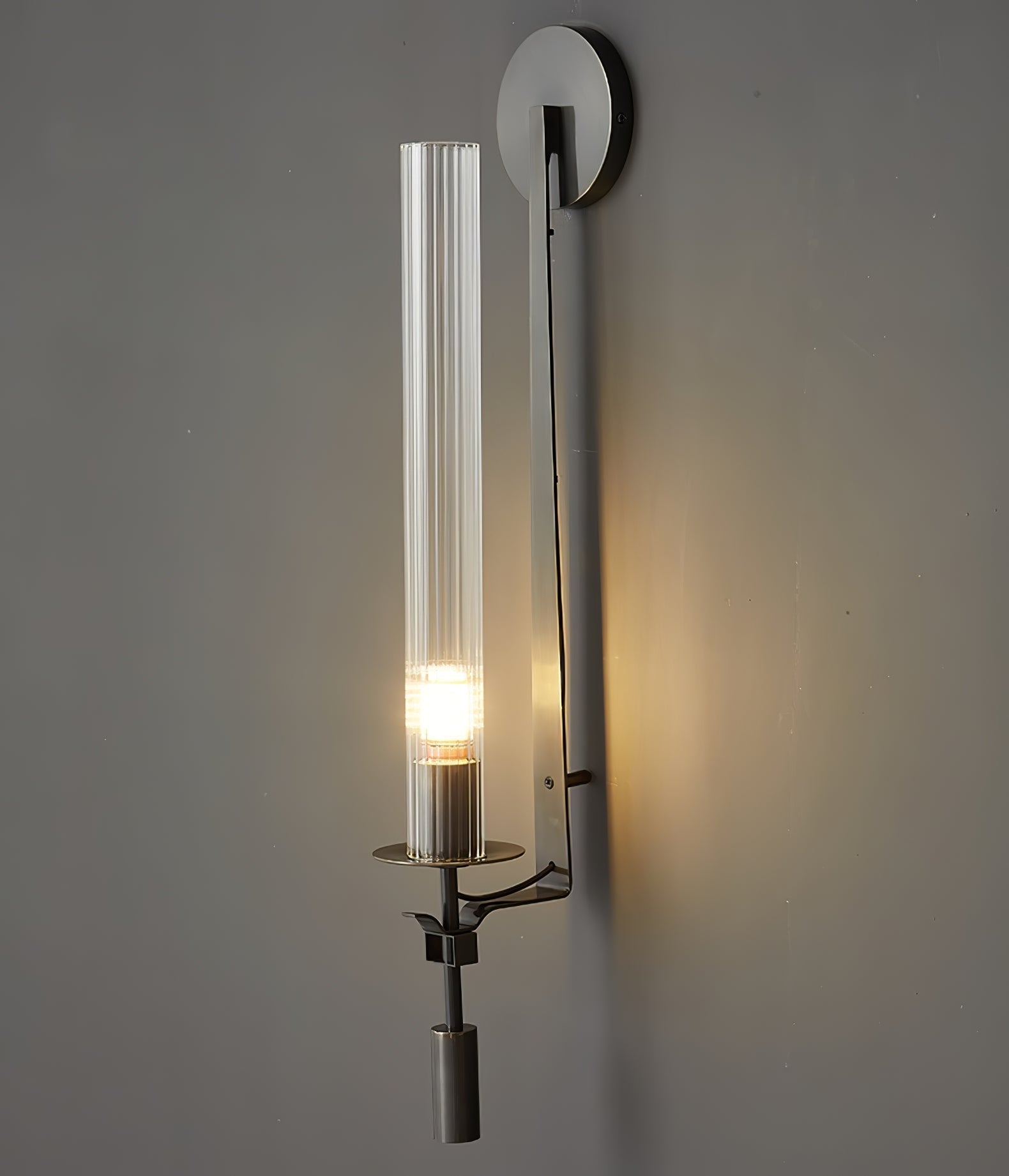 Lustra Applique Murale Laiton Minimaliste Verre Cannelé - Neutralighting