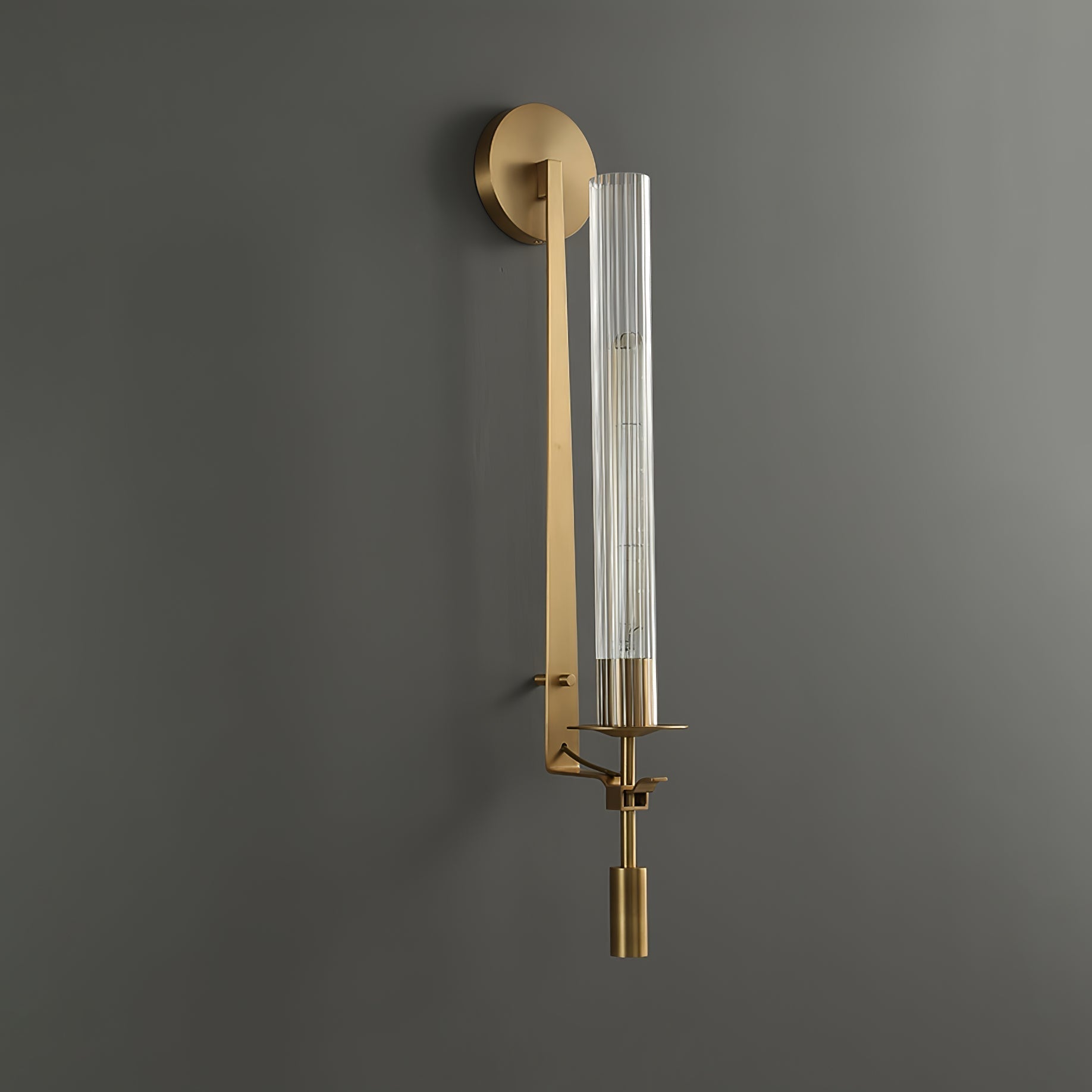 Lustra Applique Murale Laiton Minimaliste Verre Cannelé - Neutralighting