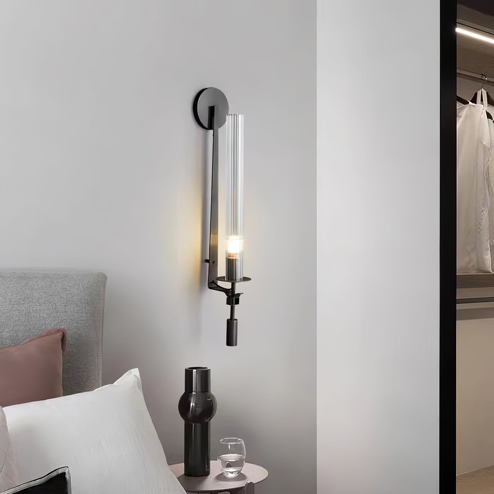Lustra Applique Murale Laiton Minimaliste Verre Cannelé - Neutralighting