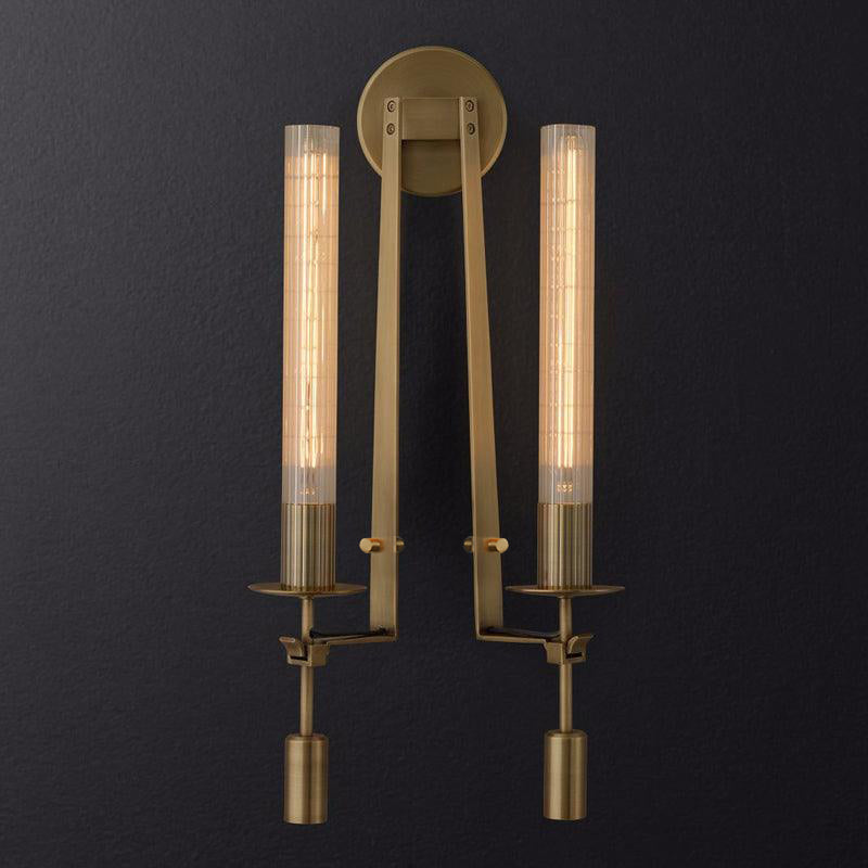 Lustra Applique Murale Laiton Minimaliste Verre Cannelé - Neutralighting