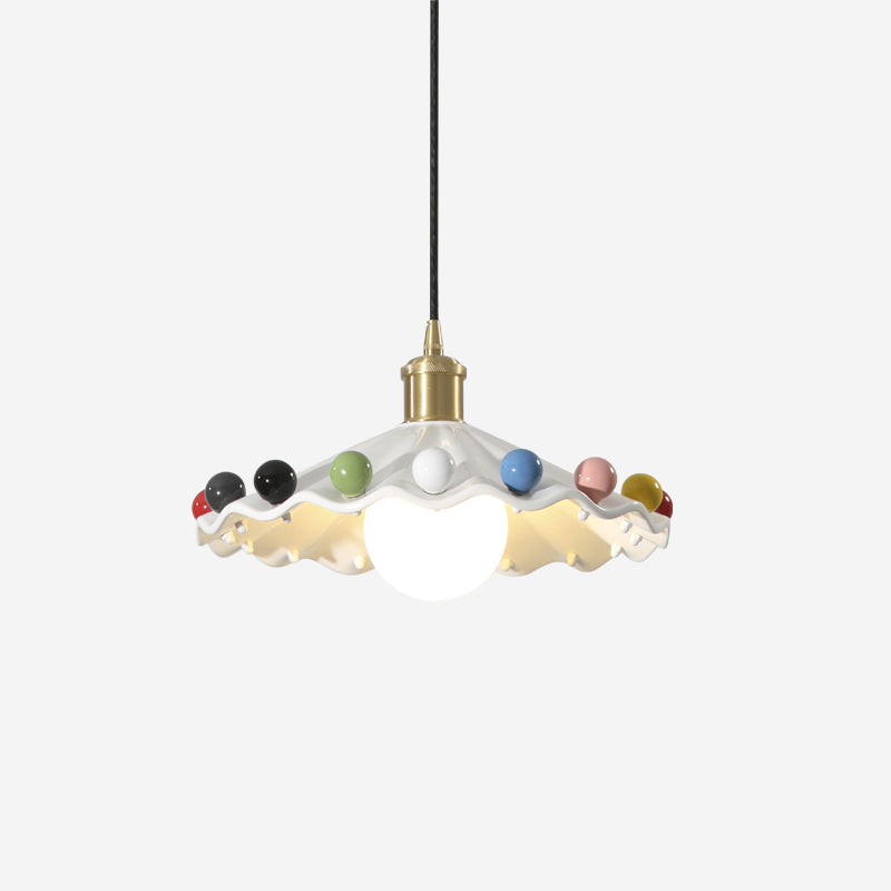 Pixen Suspension Avec Abat-Jour Céramique Ondulé - Neutralighting