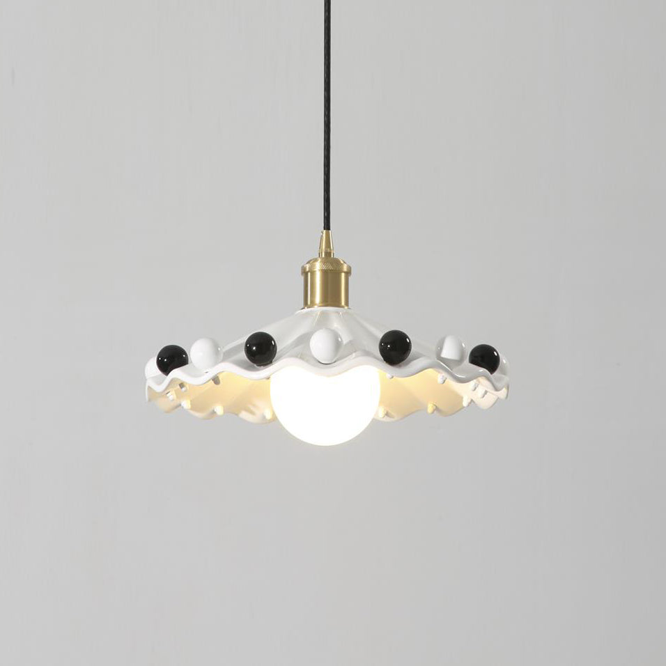 Pixen Suspension Avec Abat-Jour Céramique Ondulé - Neutralighting